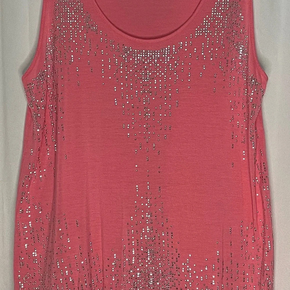 INC International Concepts Pink Tank Top with Silver‎ Embellishments - Picture 1 of 3